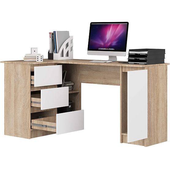 BUREAU D'ANGLE B20 155 cm GAUCHE PK SONOMA / BLANC