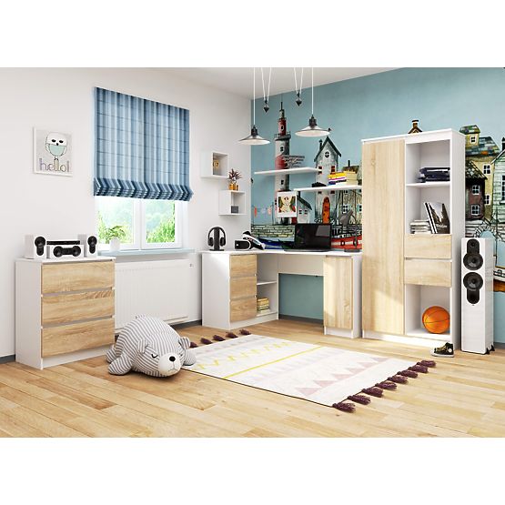 BUREAU D'ANGLE B20 CLP GAUCHE PK BLANC / SONOMA