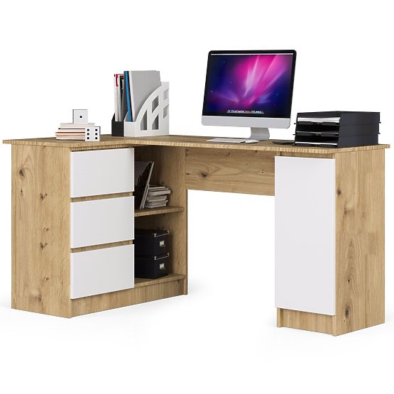 BUREAU D'ANGLE B20 CLP GAUCHE PK CHÊNE ARTISAN / BLANC