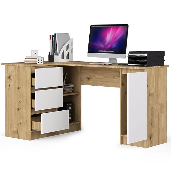 BUREAU D'ANGLE B20 CLP GAUCHE PK CHÊNE ARTISAN / BLANC