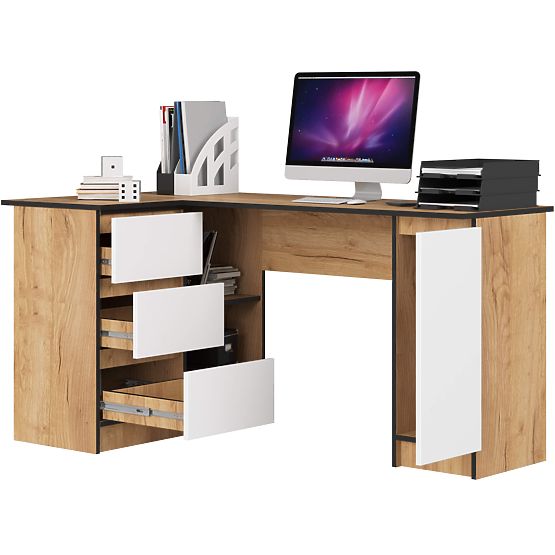 BUREAU D'ANGLE B20 CLP GAUCHE PK CHÊNE CRAFT / BLANC