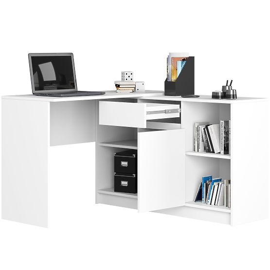 BUREAU D'ANGLE - ENSEMBLE B-17 COMMODE ET BUREAU PK BLANC
