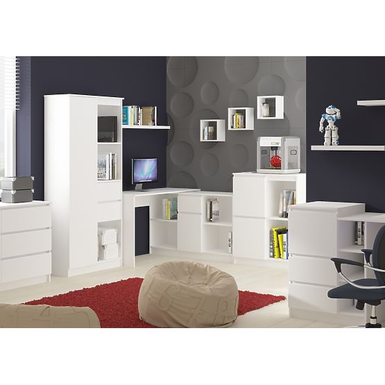 BUREAU D'ANGLE - ENSEMBLE B-17 COMMODE ET BUREAU PK BLANC