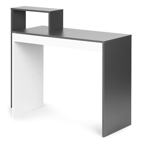 Bureau d'ordinateur blanc-gris + étagère avec 4 tablettes