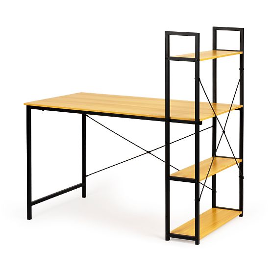 Bureau d'ordinateur en bois avec étagères loft