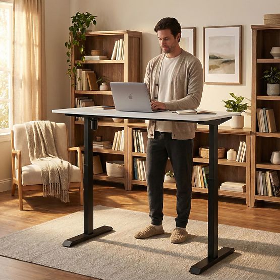 Bureau électrique réglable 140x70 cm, hauteur ajustable 76-121 cm ModernHome
