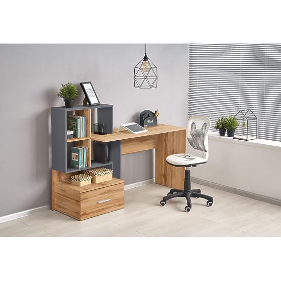 Bureau GROSSO - chêne wotan / anthracite