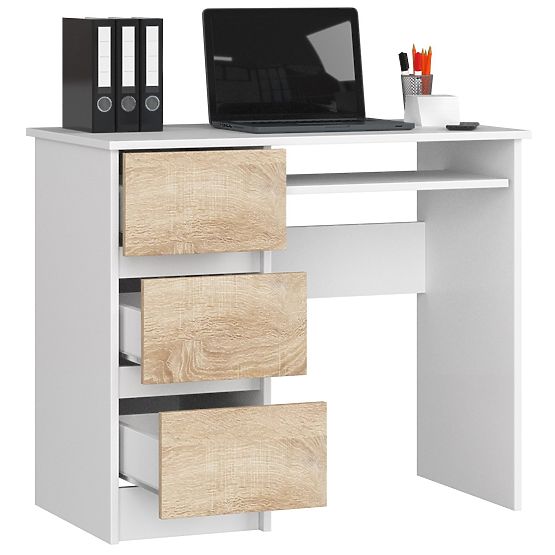 BUREAU INFORMATIQUE A-6 90 cm GAUCHE BLANC / SONOMA
