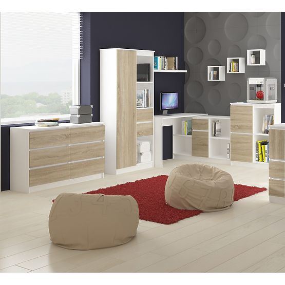 BUREAU INFORMATIQUE A-6 90 cm GAUCHE BLANC / SONOMA