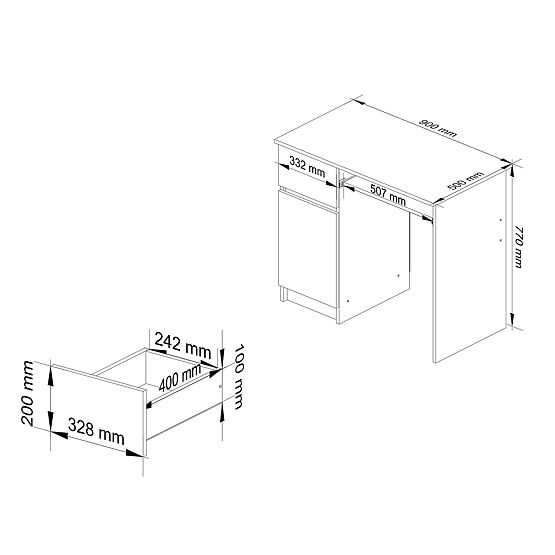 BUREAU INFORMATIQUE PIKSEL PK CHÊNE CRAFT - GAUCHE