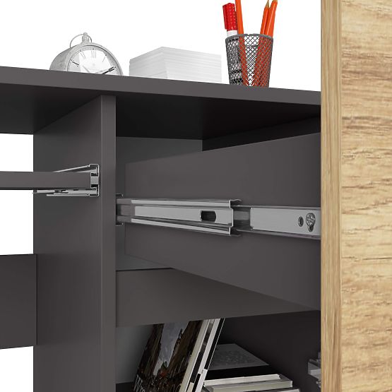 BUREAU INFORMATIQUE PIKSEL PK GRIS / CHÊNE ARTISAN - DROIT