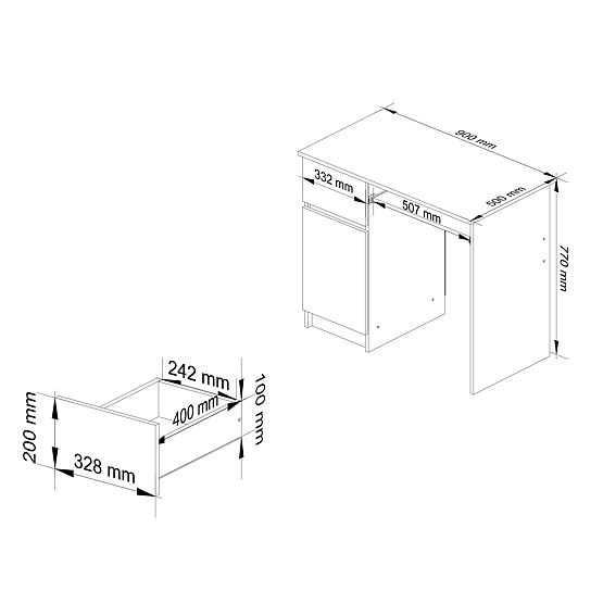 BUREAU INFORMATIQUE PIKSEL PK NOIR BRILLANT GAUCHE