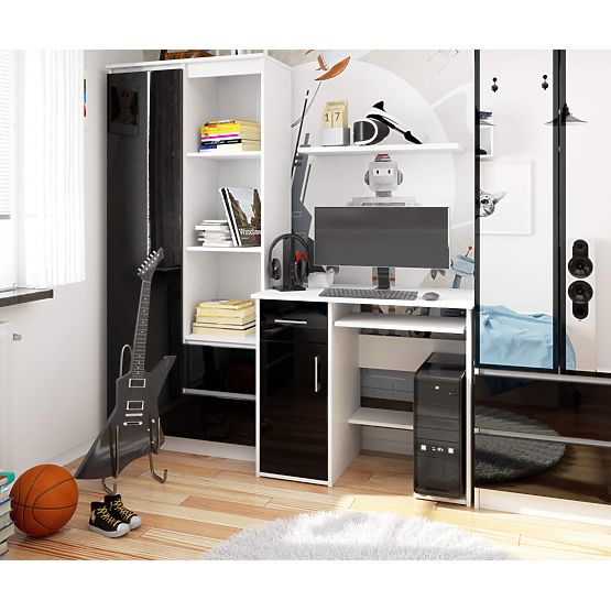 BUREAU JAY PK BLANC / NOIR BRILLANT