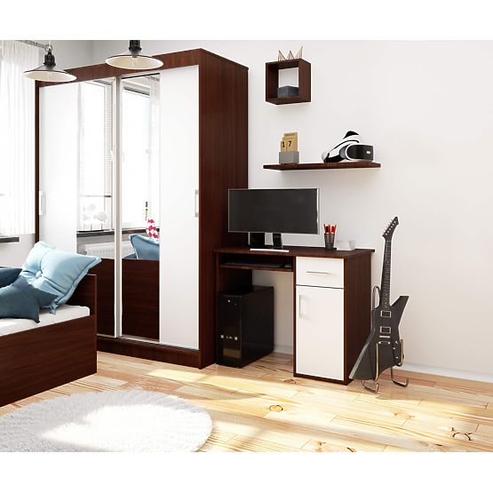 BUREAU PIN WENGE / BLANC