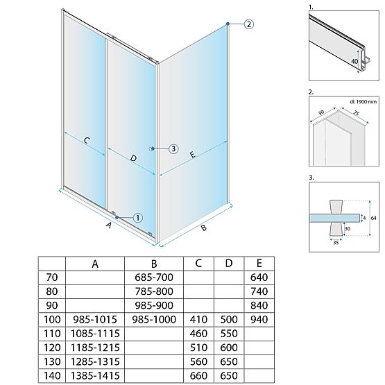 Cabine de douche d'angle Rea Primo Slide 100x70 Chrome