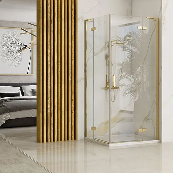 Cabine de douche REA Hugo Double 100x100 Or Brossé