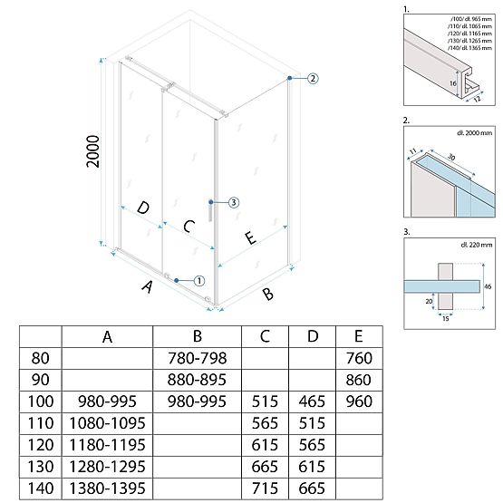 Cabine de douche REA Montana Or Brossé 120x100