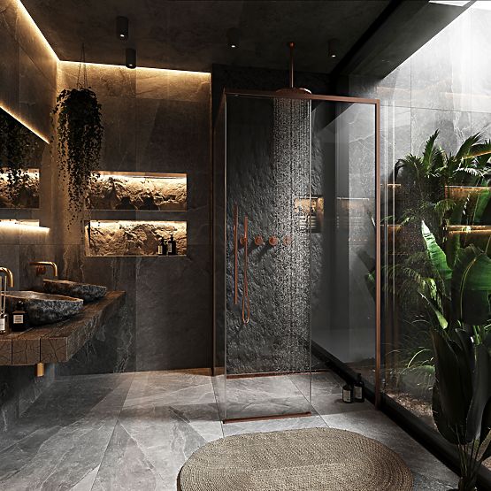 Cabine de douche SOLAR Cuivre Brossé 90x90