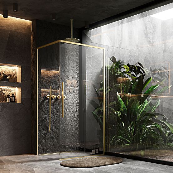 Cabine de douche SOLAR DORÉ Brossé 120x90