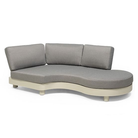 Canapé d'angle de jardin avec 2 tables Santa Ana, aluminium, beige, décoration marbre, formes arrond