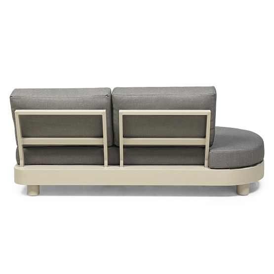 Canapé d'angle de jardin avec 2 tables Santa Ana, aluminium, beige, décoration marbre, formes arrond