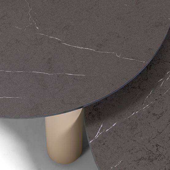 Canapé d'angle de jardin avec 2 tables Santa Ana, aluminium, beige, décoration marbre, formes arrond