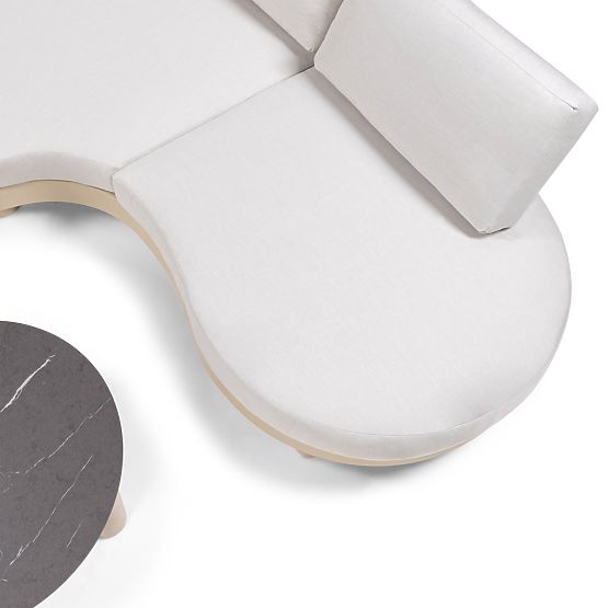 Canapé d'angle de jardin avec 2 tables Santa Ana, aluminium, beige, décoration marbre, formes arrond