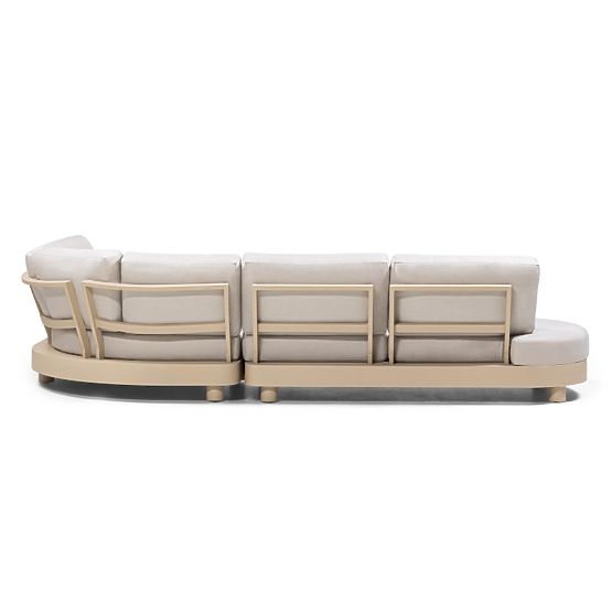 Canapé d'angle de jardin avec 2 tables Santa Ana, aluminium, beige, décoration marbre, formes arrond