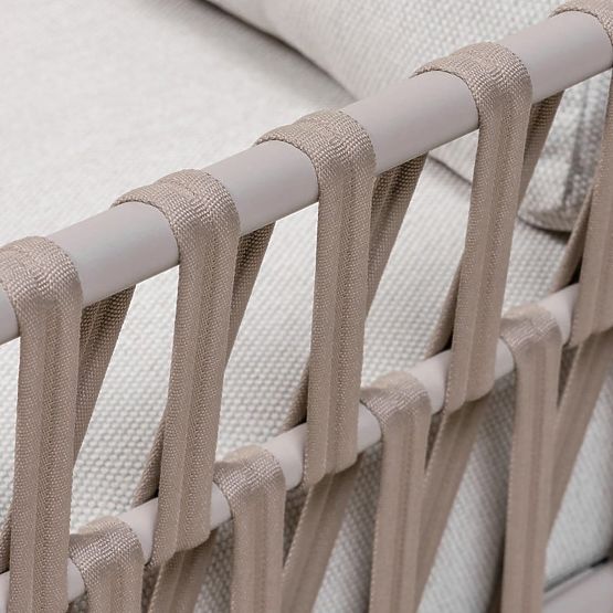 Canapé d'angle de jardin avec table Amarello, aluminium, tressé, beige clair/beige-gris