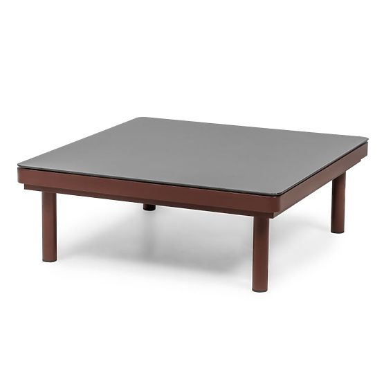 Canapé d'angle de jardin avec table Amarello, aluminium, tressé, beige clair/marron bordeaux