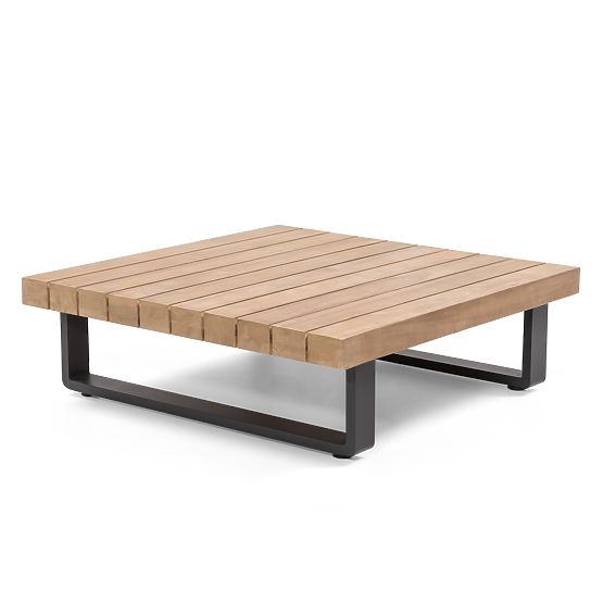 Canapé d'angle de jardin avec table Borgo, bois d'acacia FSC, aspect teck, beige