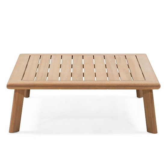 Canapé d'angle de jardin avec table Penne, bois d'eucalyptus FSC, beige