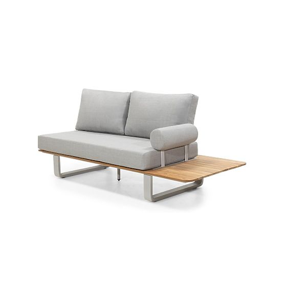 Canapé d'angle de jardin avec table San Piero 2, bois de teck FSC, gris/naturel