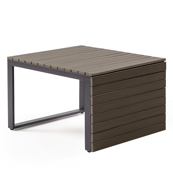 Canapé d'angle de jardin avec table Valongo, polywood, spun-poly, gris clair/anthracite