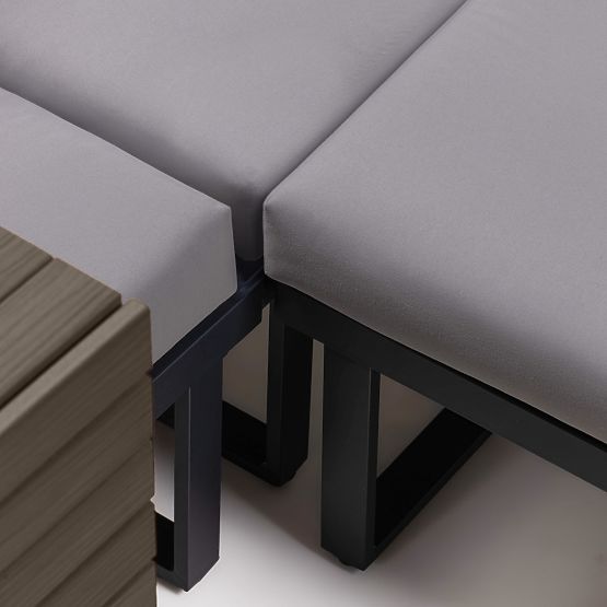 Canapé d'angle de jardin avec table Valongo, polywood, spun-poly, gris clair/anthracite