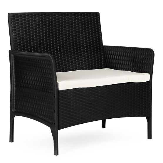 Canapé de jardin deux places avec coussin banc pour balcon terrasse jardin noir MultiGarden