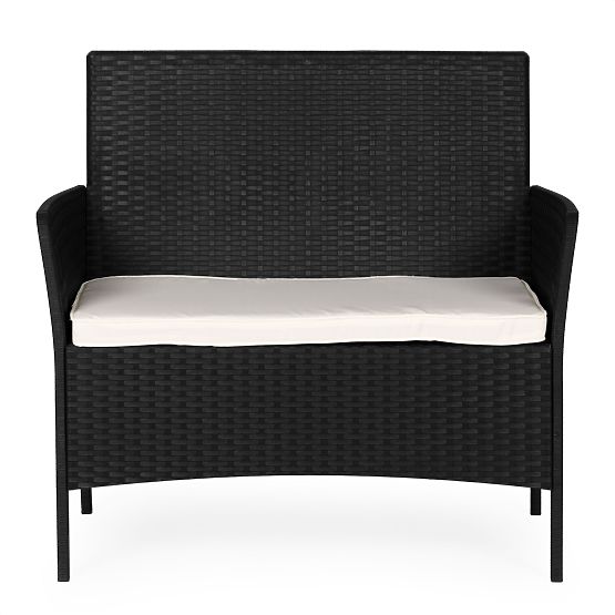 Canapé de jardin deux places avec coussin banc pour balcon terrasse jardin noir MultiGarden