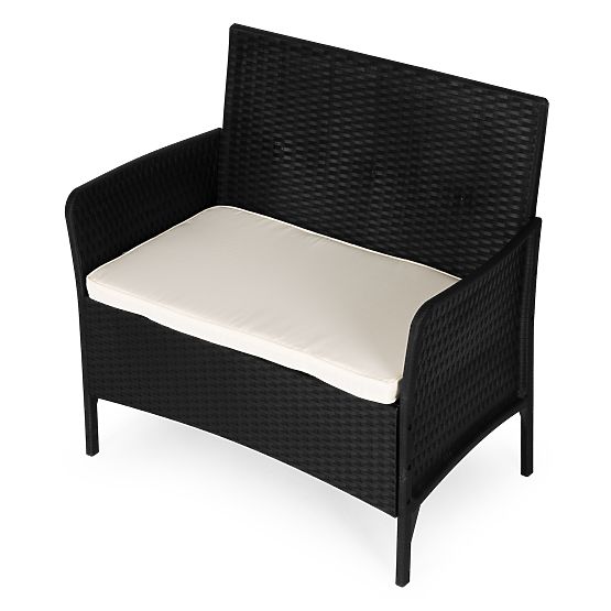 Canapé de jardin deux places avec coussin banc pour balcon terrasse jardin noir MultiGarden