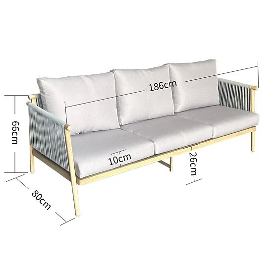 Canapé de jardin en aluminium BLANDO - grand 3 places, 186 cm