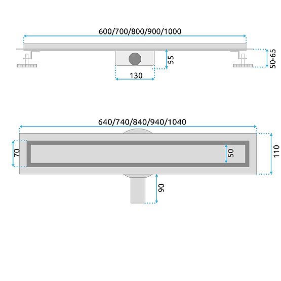 Caniveau linéaire REA Neox pour cuivre brossé 90