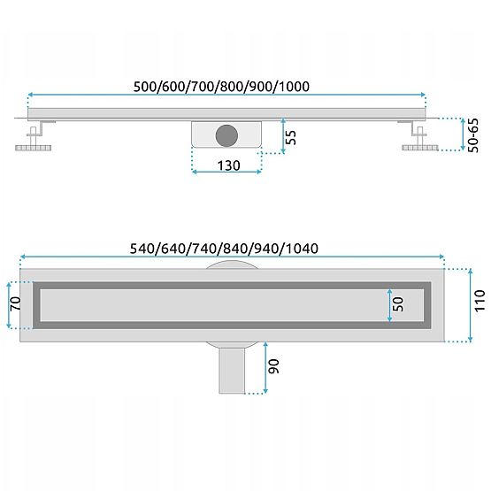 Caniveau linéaire REA NEOX PRO Acier brossé 50