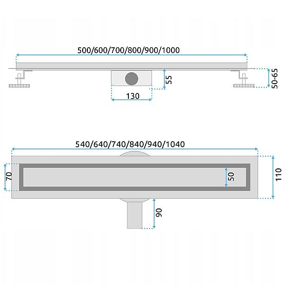 Caniveau linéaire REA NEOX PRO Acier brossé 60