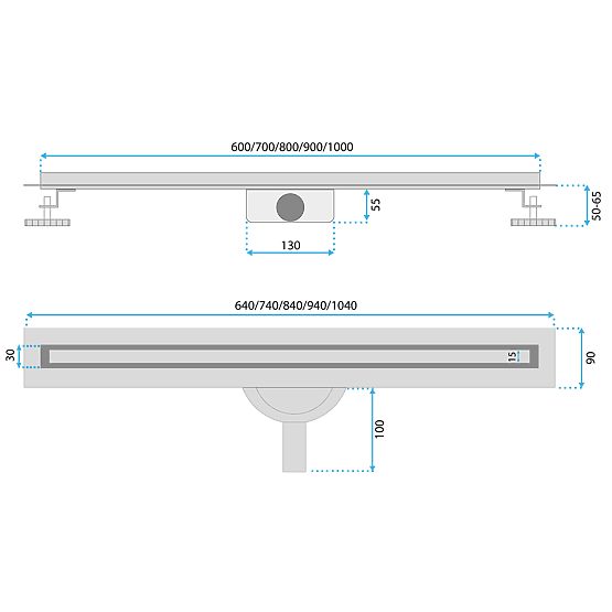 Caniveau linéaire REA NEOX SLIM PRO cuivre brossé 100