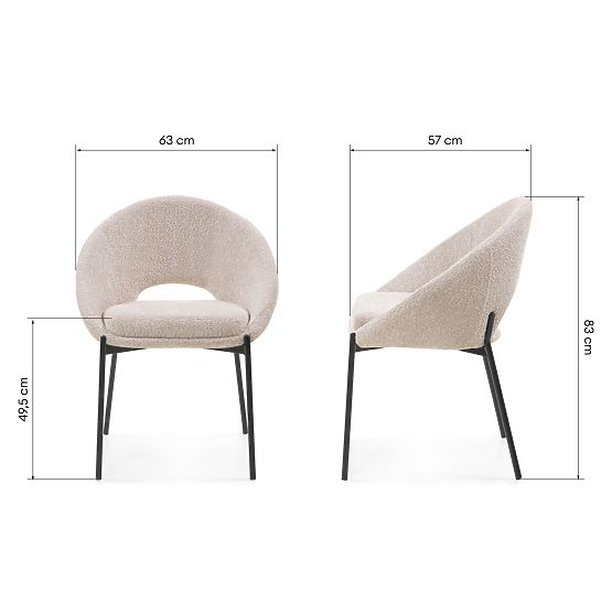 Chaise avec ouverture dans le dossier Luigi beige/pieds noirs