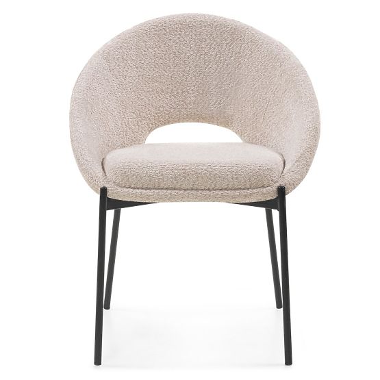 Chaise avec ouverture dans le dossier Luigi beige/pieds noirs