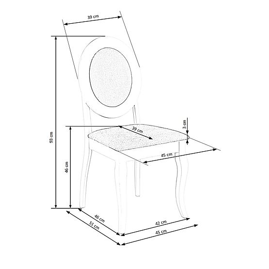 Chaise BAROCK blanche / grise (1p=2pcs)