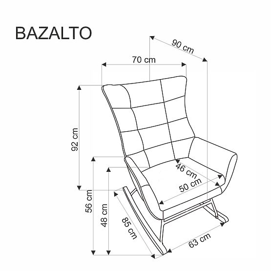 Chaise à bascule BAZALTO grise (1p=1 pièce)