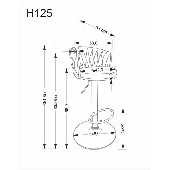 Chaise de bar beige H126 (1p=2 pcs)