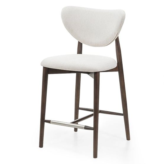 Chaise de bar Domenico beige/noyer