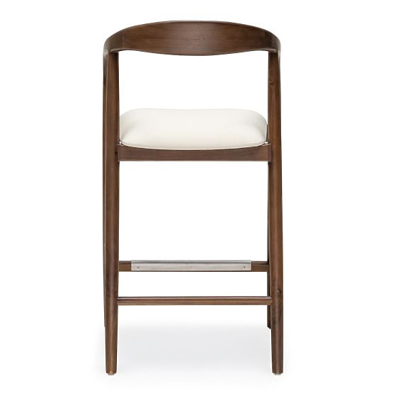 Chaise de bar en bois Ludvika 2.0, arrondie, noyer/crème